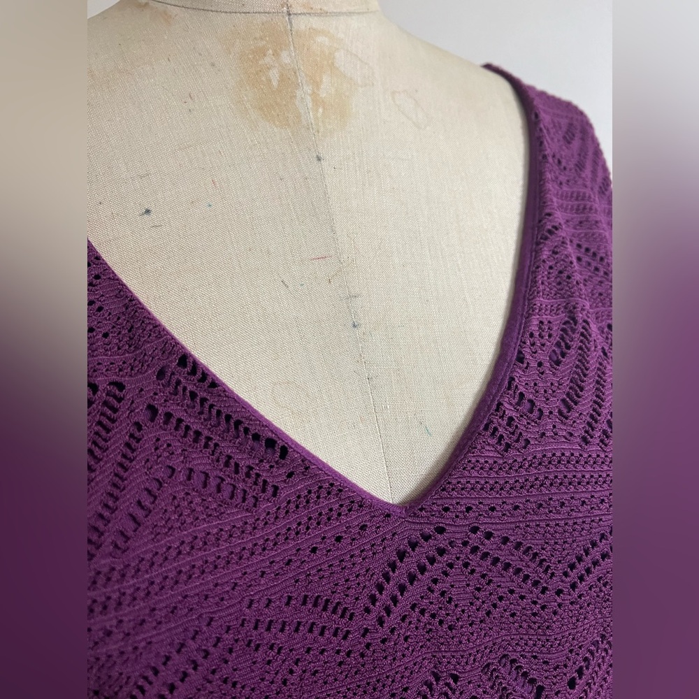 Maeve Anthropologie Leila Purple Lace Dress Balloon Sleeve Size Medium - Picture 8 of 11